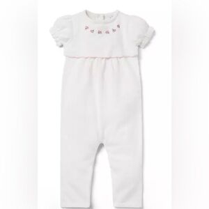 Janie and Jack White Knit Rose Romper - 100% Combed Cotton - 3-6 Months